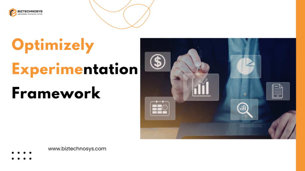 Optimizely experimentation framework showing A/B testing, multivariate testing, and website performance optimization workflow
